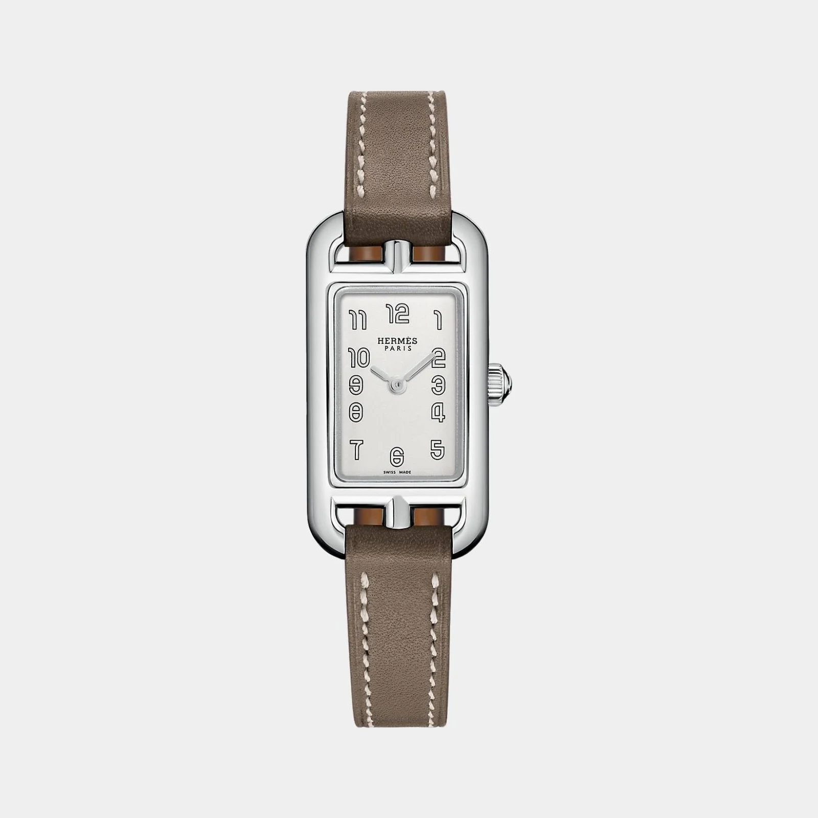 Hermès Nantucket 29 mm Watch With Etoupe Swift Calfskin Strap