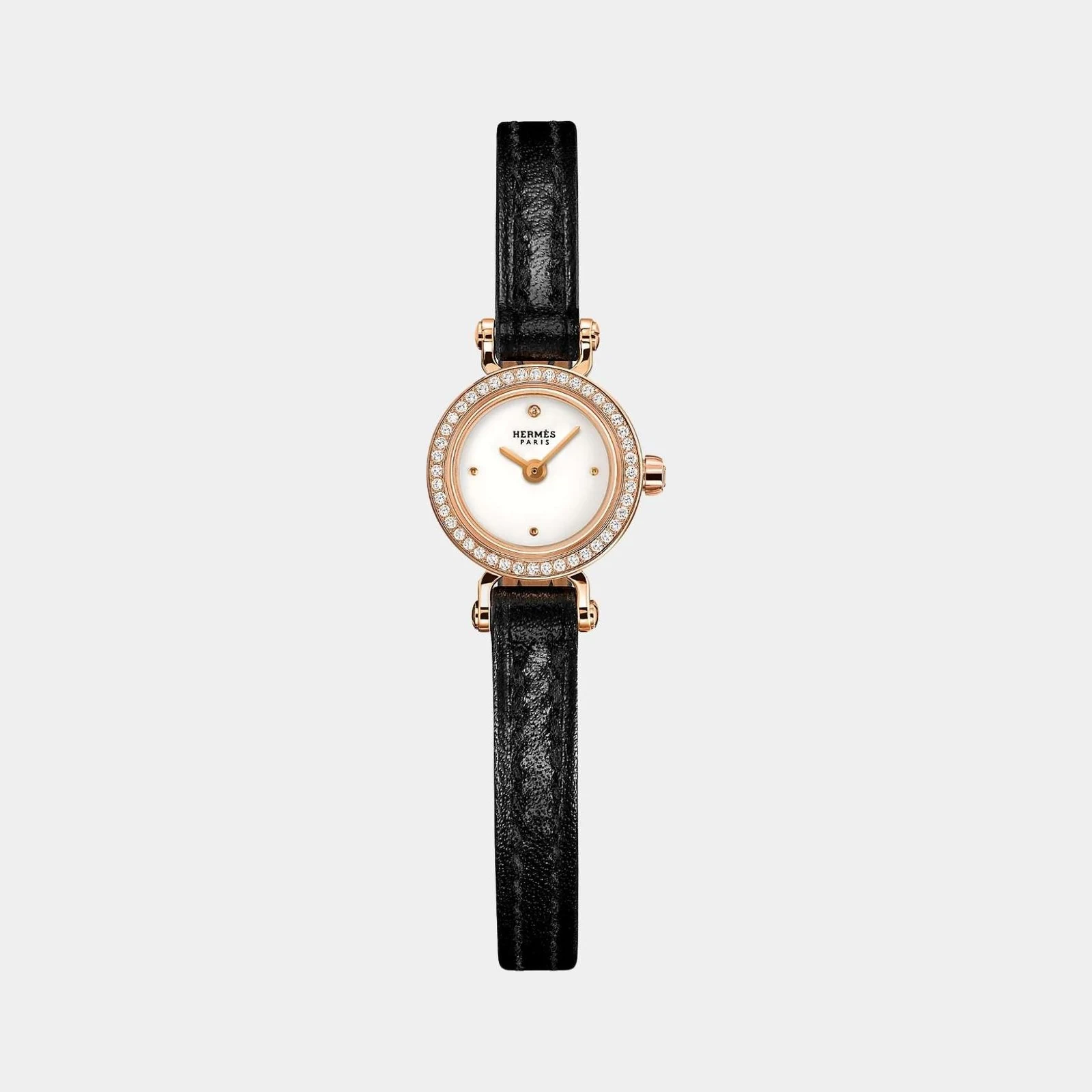 Hermès Faubourg Rose Gold 15 mm Watch With Barenia Calfskin Strap