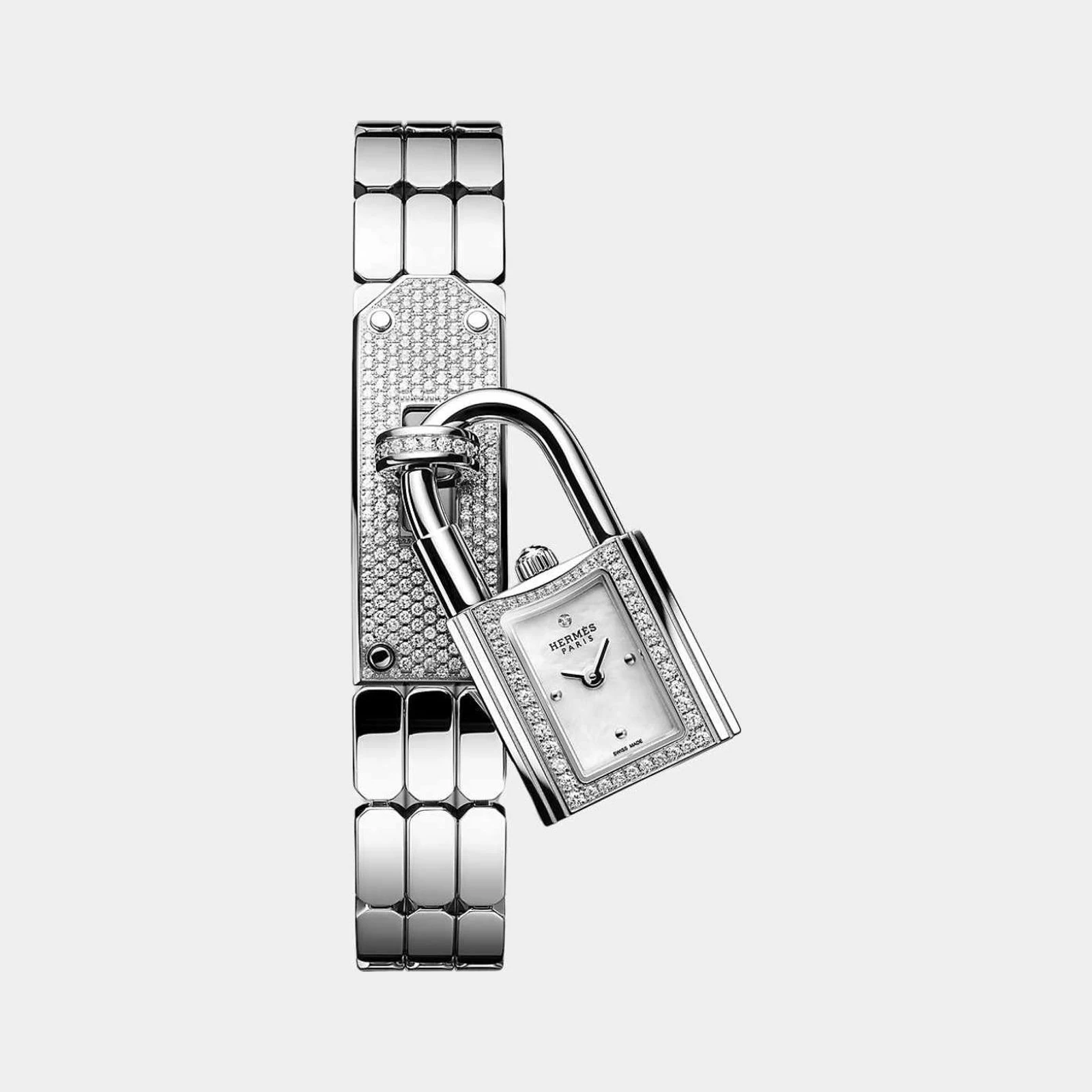 Hermès Kelly 16mm Steel Watch with Diamond-Set Case & Plate
