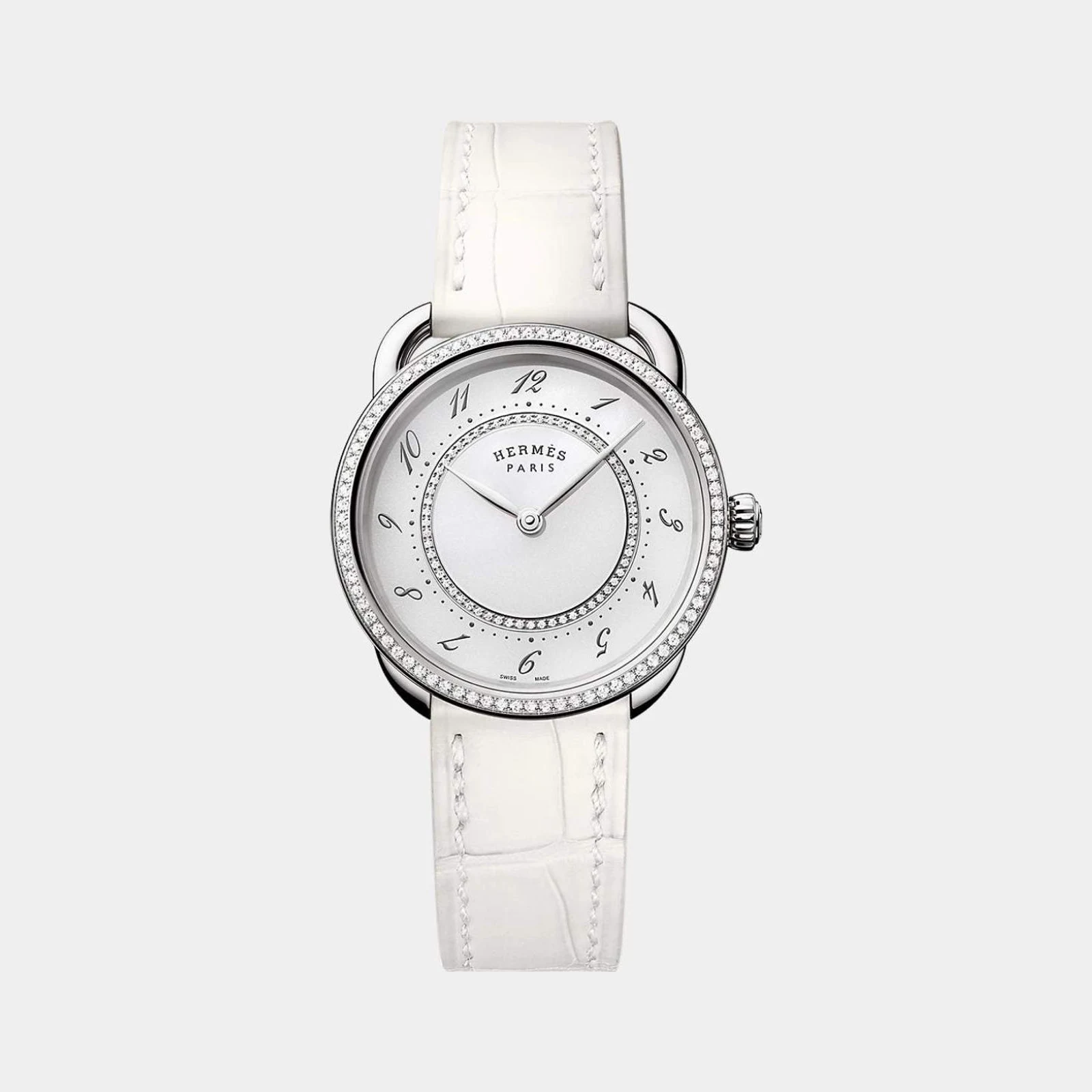Hermès Arceau 30 mm Set-In Steel Watch With Alligator Strap