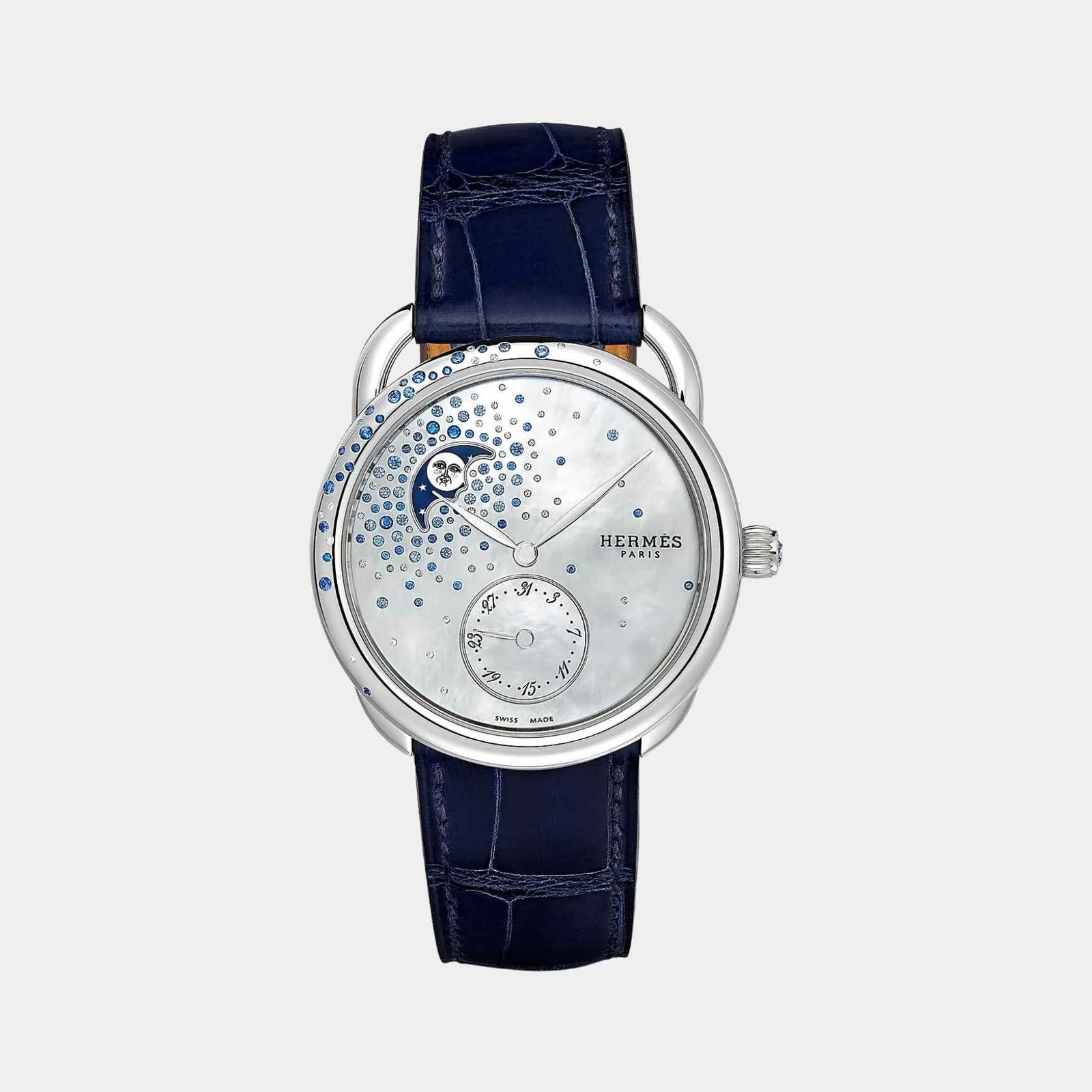 Hermès Arceau Petite Lune Sapphire and Diamond Setting 38 mm Watch
