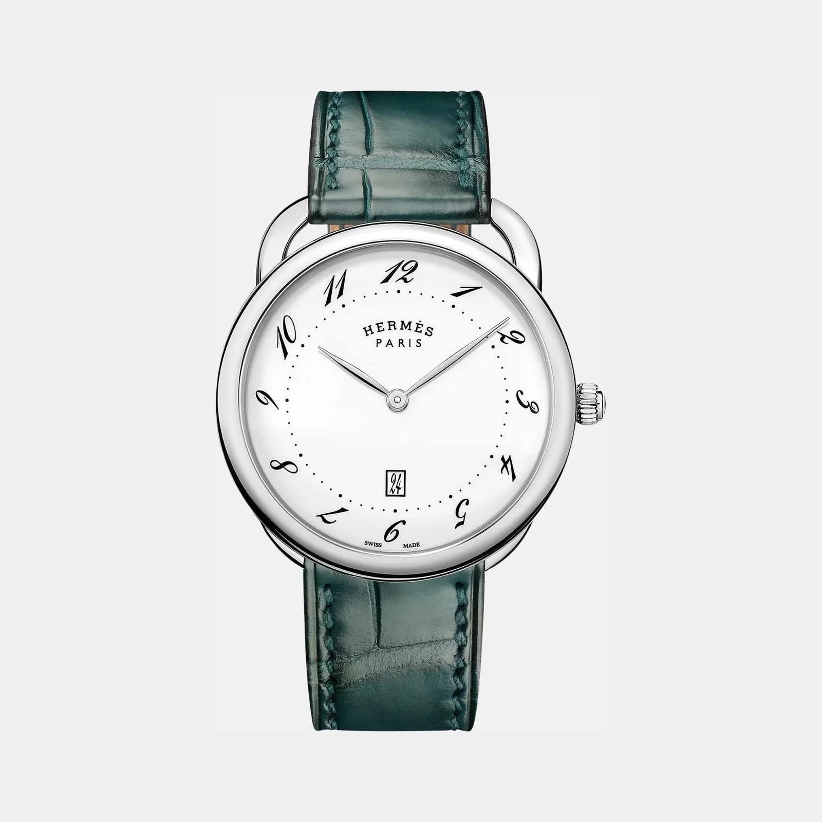 Hermès Arceau Watch 40mm Cypress Green Alligator Strap