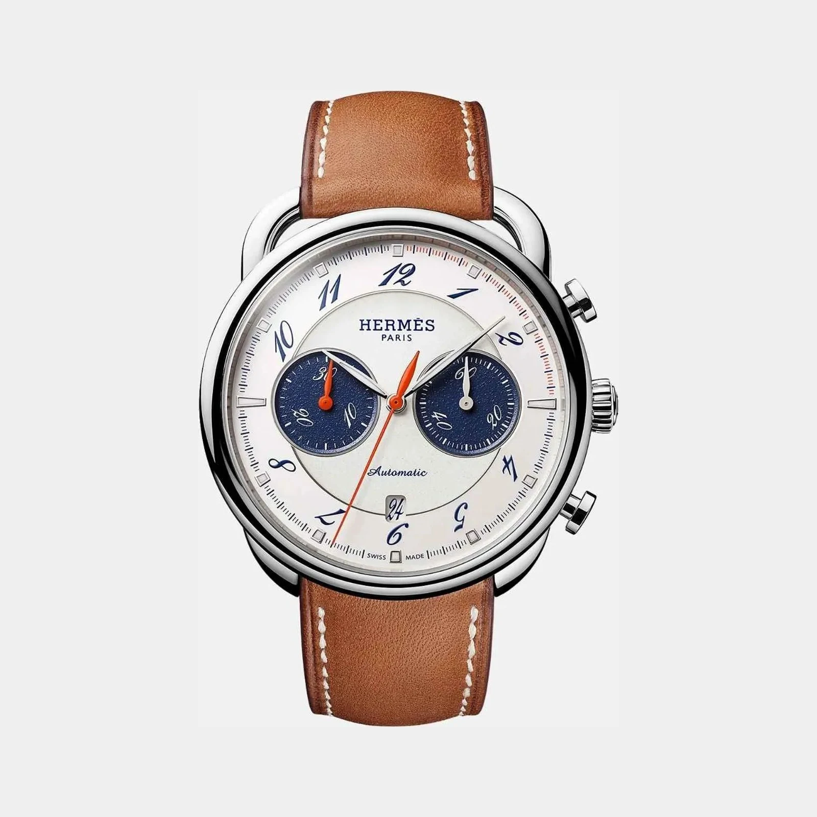 Hermès Arceau Chronograph Watch 42mm Barenia Calfskin Strap