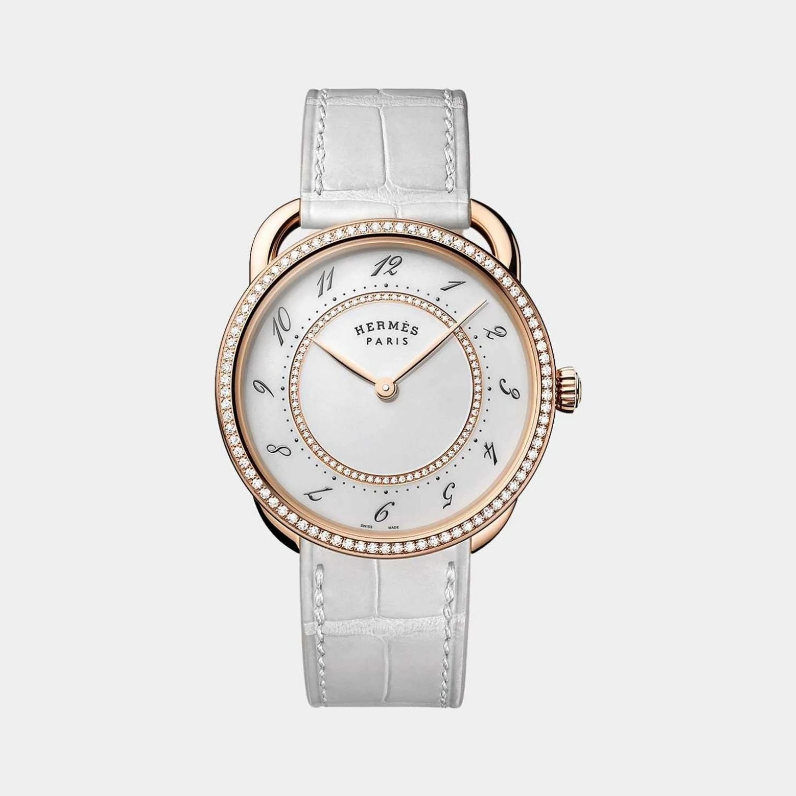 Hermès Arceau 36 mm Rose Gold Set Watch With Matte Alligator Strap