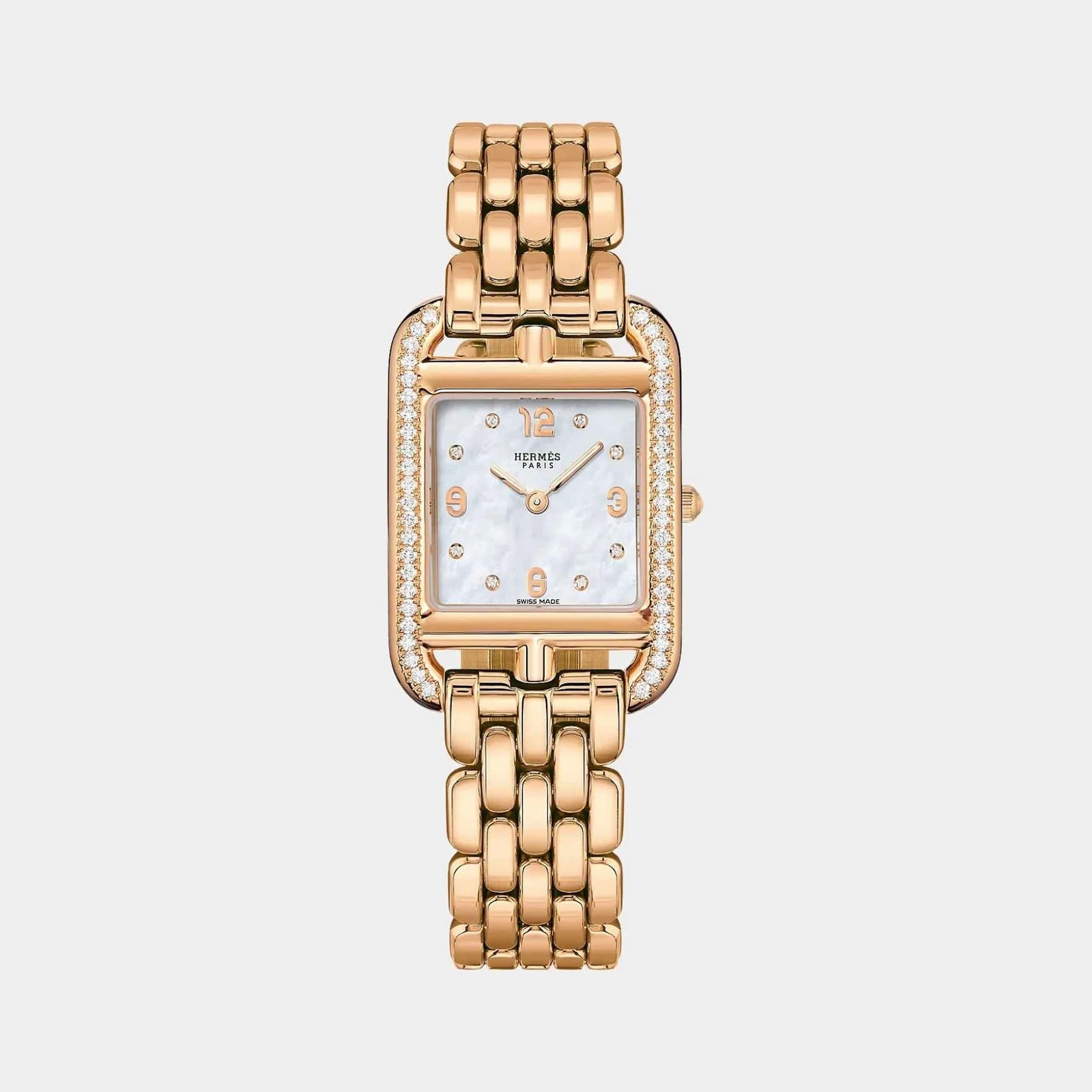 Hermès Cape Cod 31 mm Set-In Rose Gold With Rose Gold Bracelet