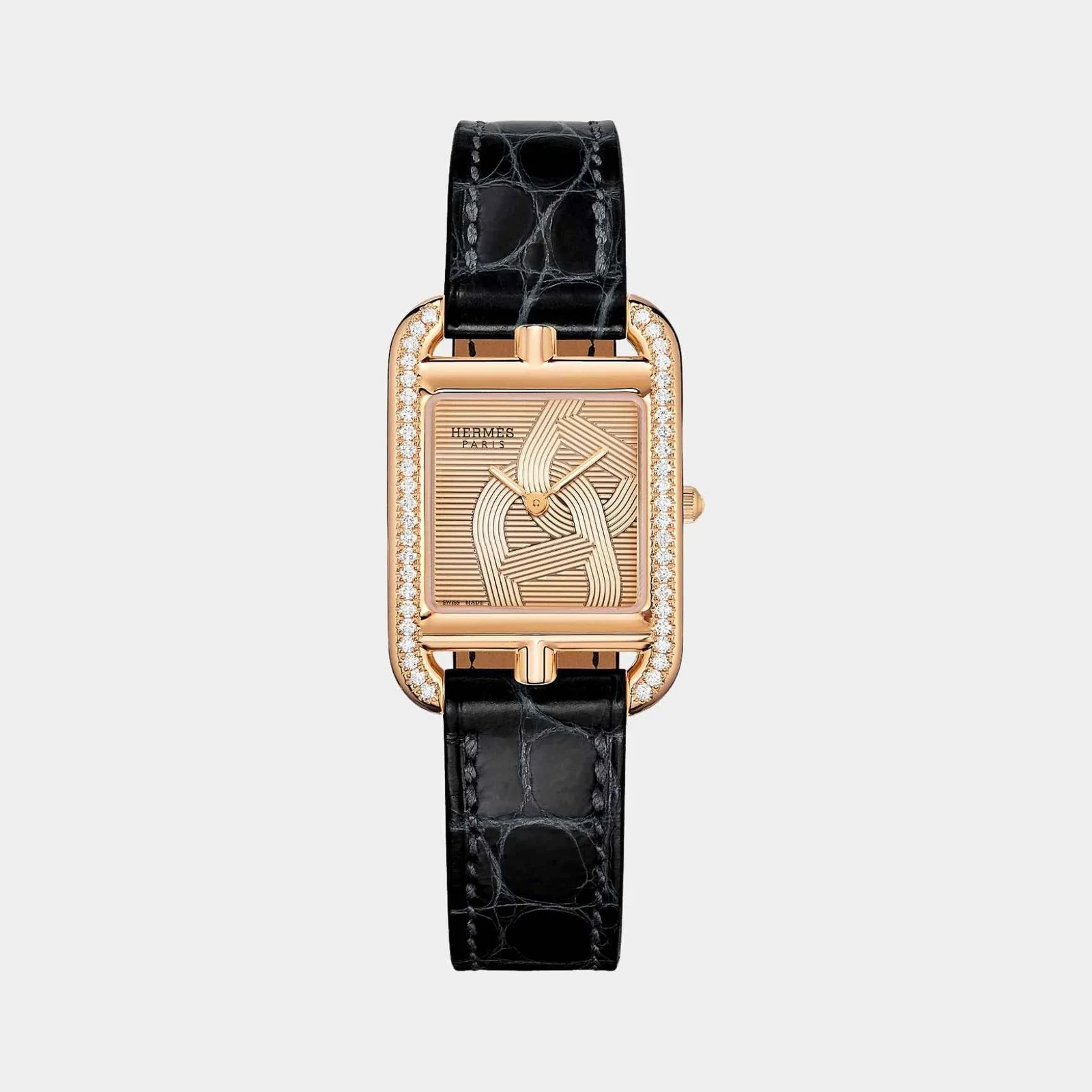 Hermès Cape Cod 31 mm Set-In Rose Gold Watch With Alligator Strap