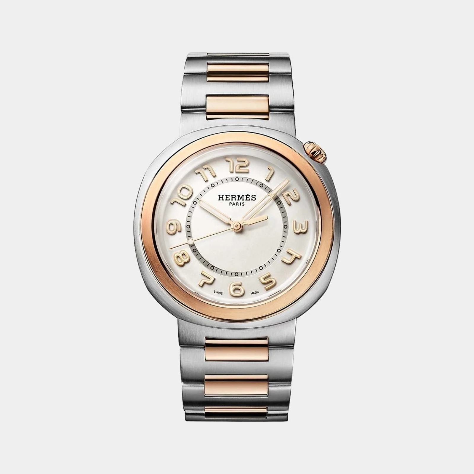 Hermès Cut 36 mm Watch With Steel-Rose Gold Bezel And Bracelet