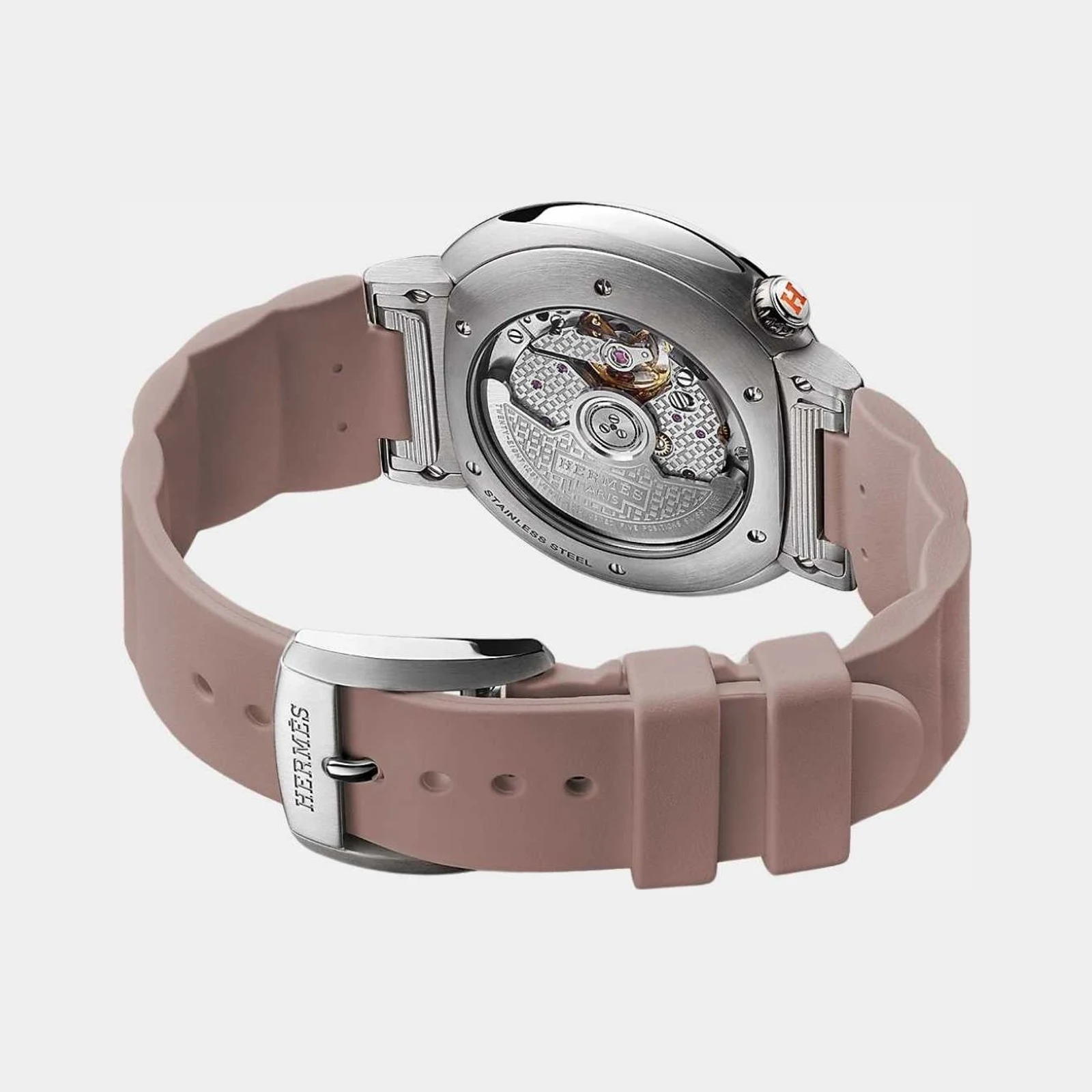 Hermès Cut 36 mm Steel Watch With Glycine Rubber Strap