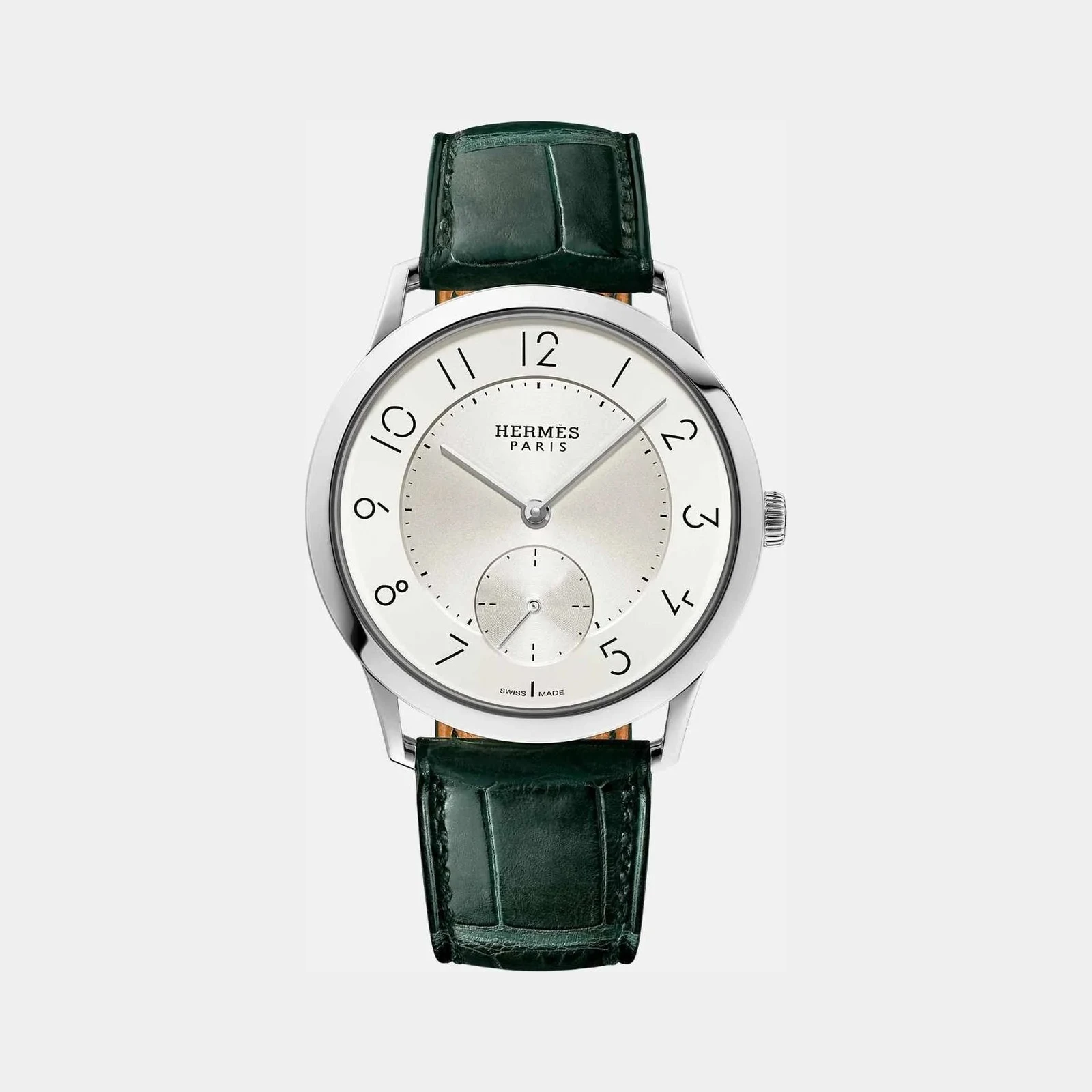 Hermès Slim Watch 39.5mm Matte Cypress Green Alligator Strap