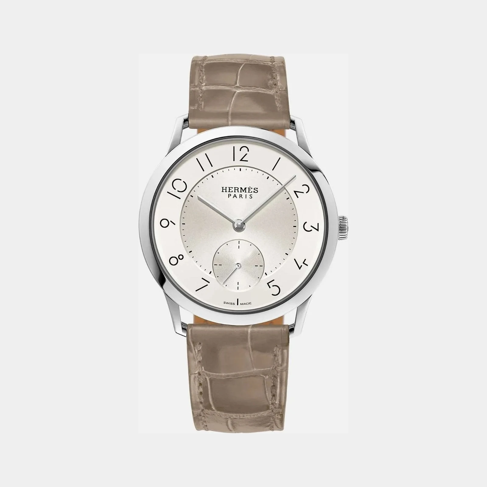 Hermès Slim Watch 39.5mm Matte Etoupe Alligator Strap