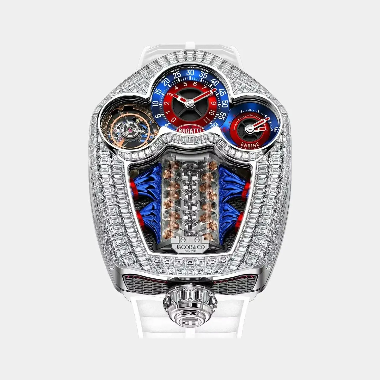 Jacob & Co Bugatti Tourbillon Baguette White Gold