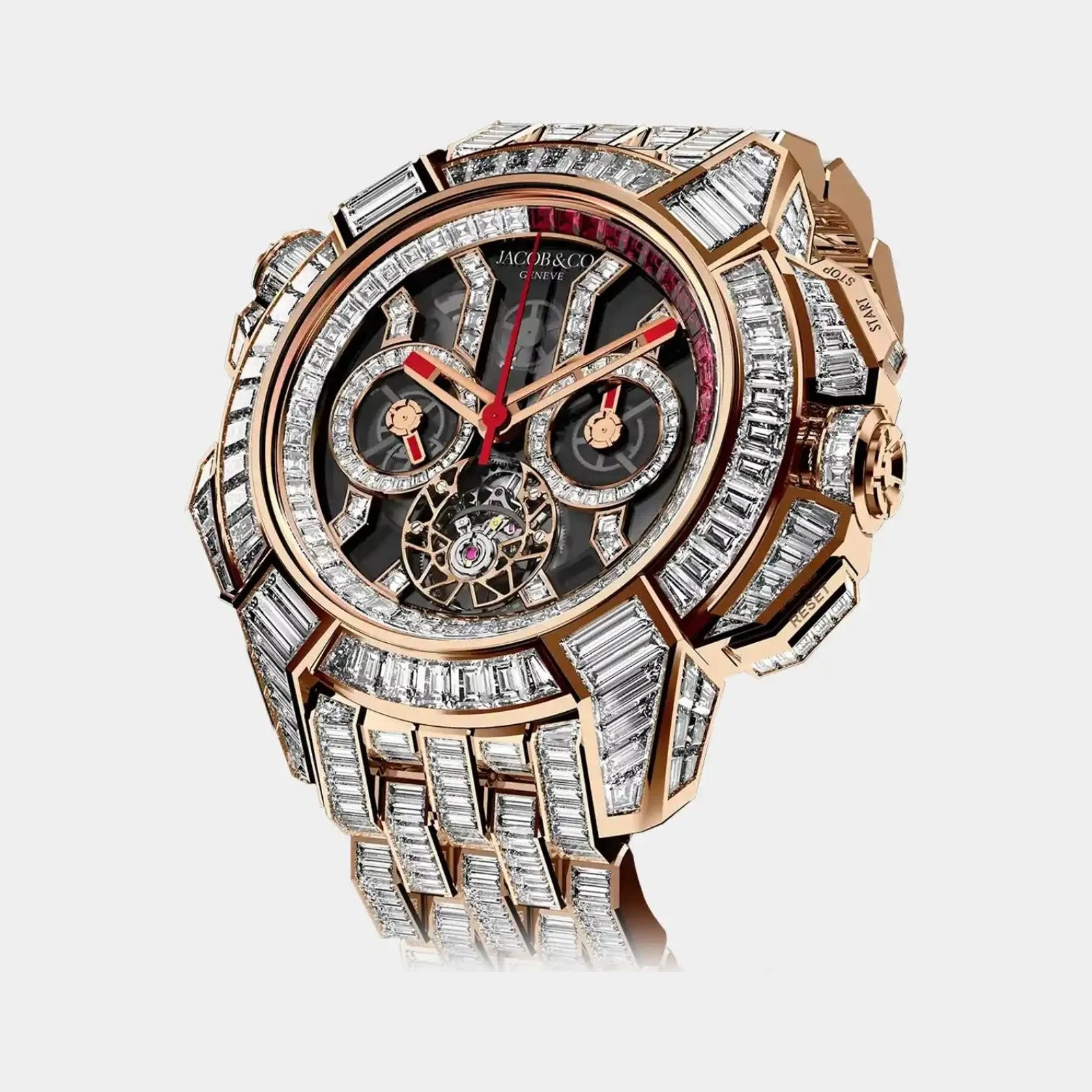 Jacob & Co Epic X Chrono Tourbillon Baguette Black Crystal Bracelet