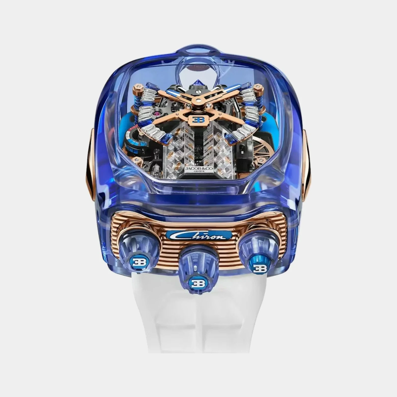 Jacob & Co Bugatti Chiron Tourbillon Blue Sapphire Crystal Rose Gold