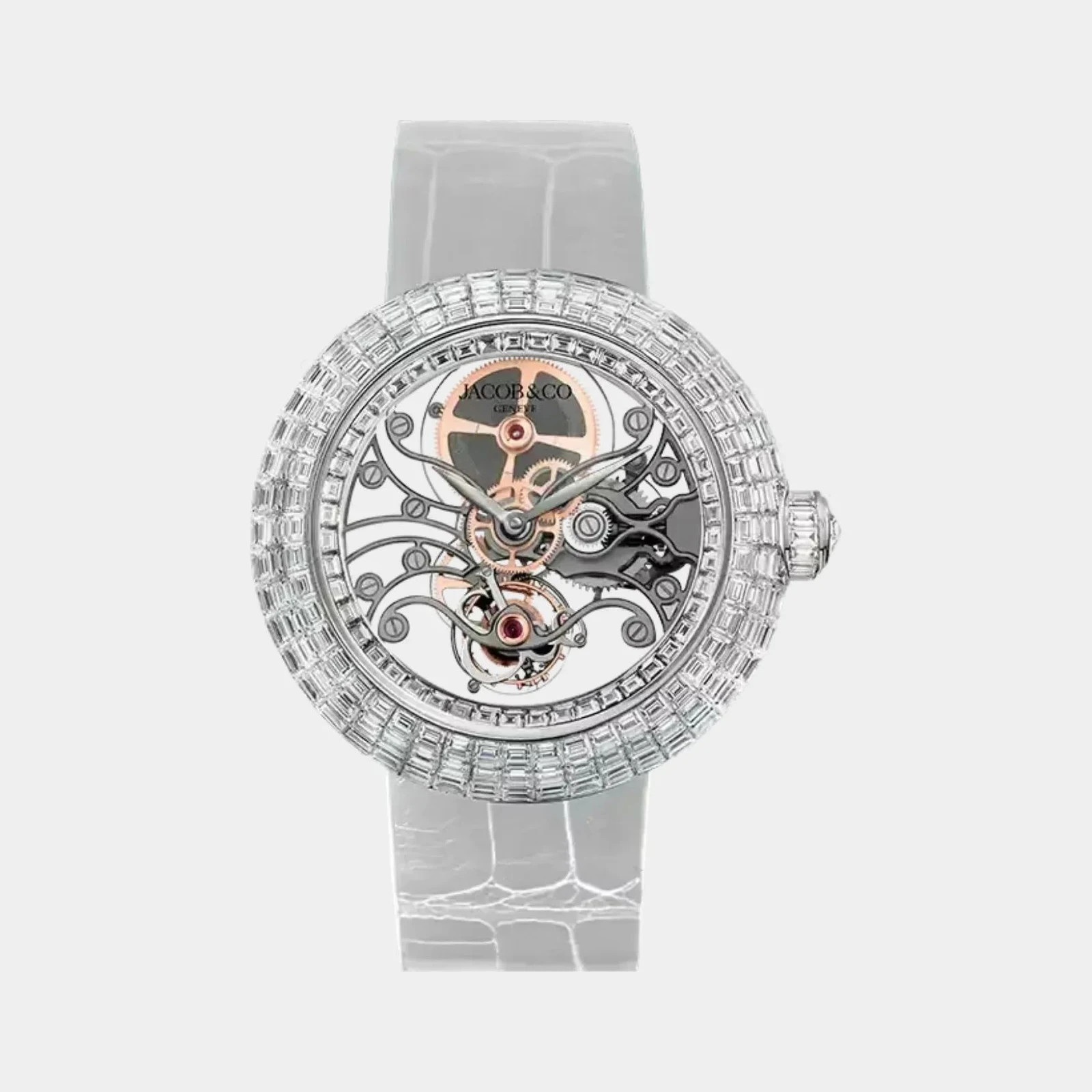Jacob & Co Brilliant Skeleton Baguette White Gold White Diamonds