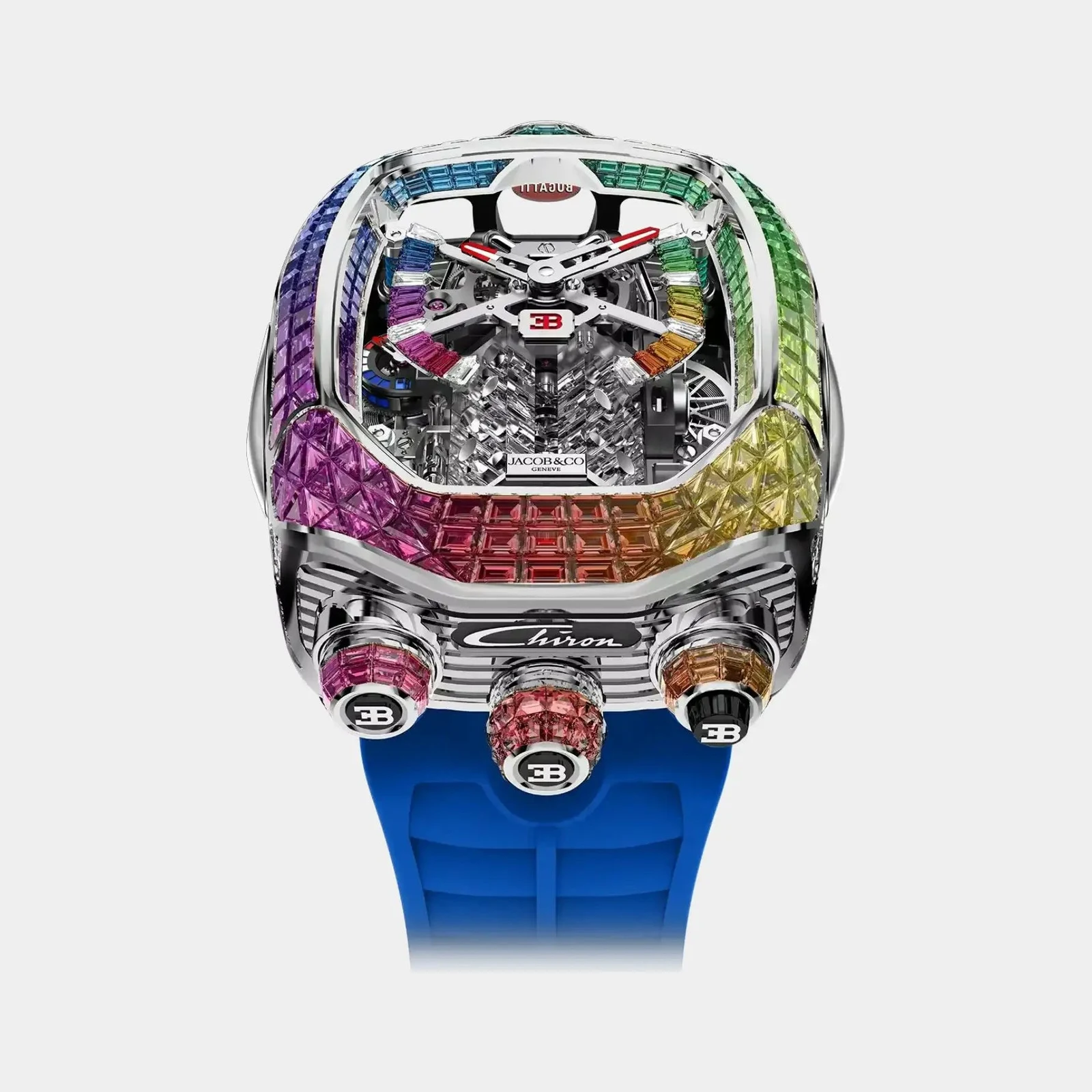 Jacob & Co Bugatti Chiron Tourbillon Baguette Rainbow BU800.30.AD.UC.A