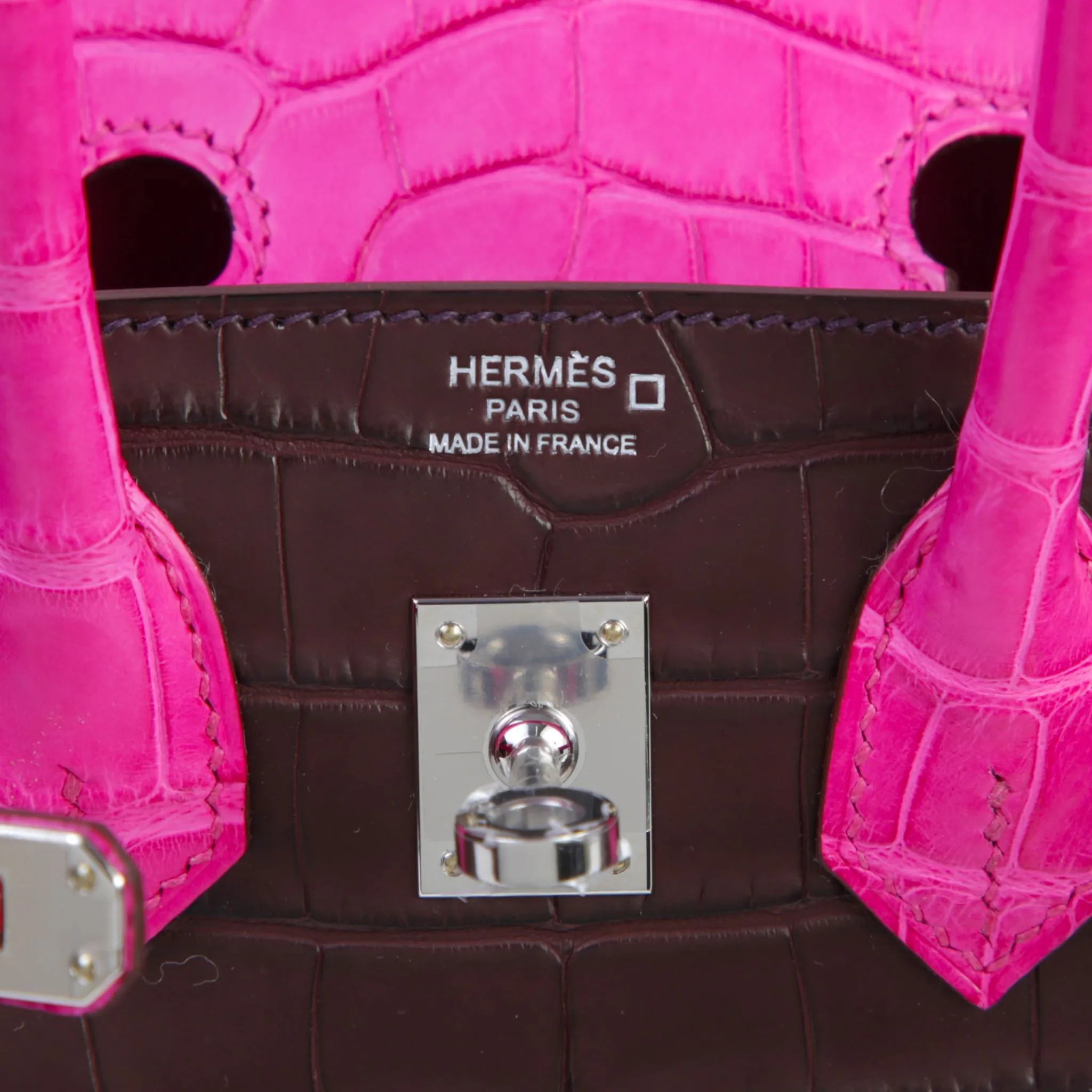 Hermès Birkin 25 Matte Alligator Rouge Sellier/Rose Shocking PHW