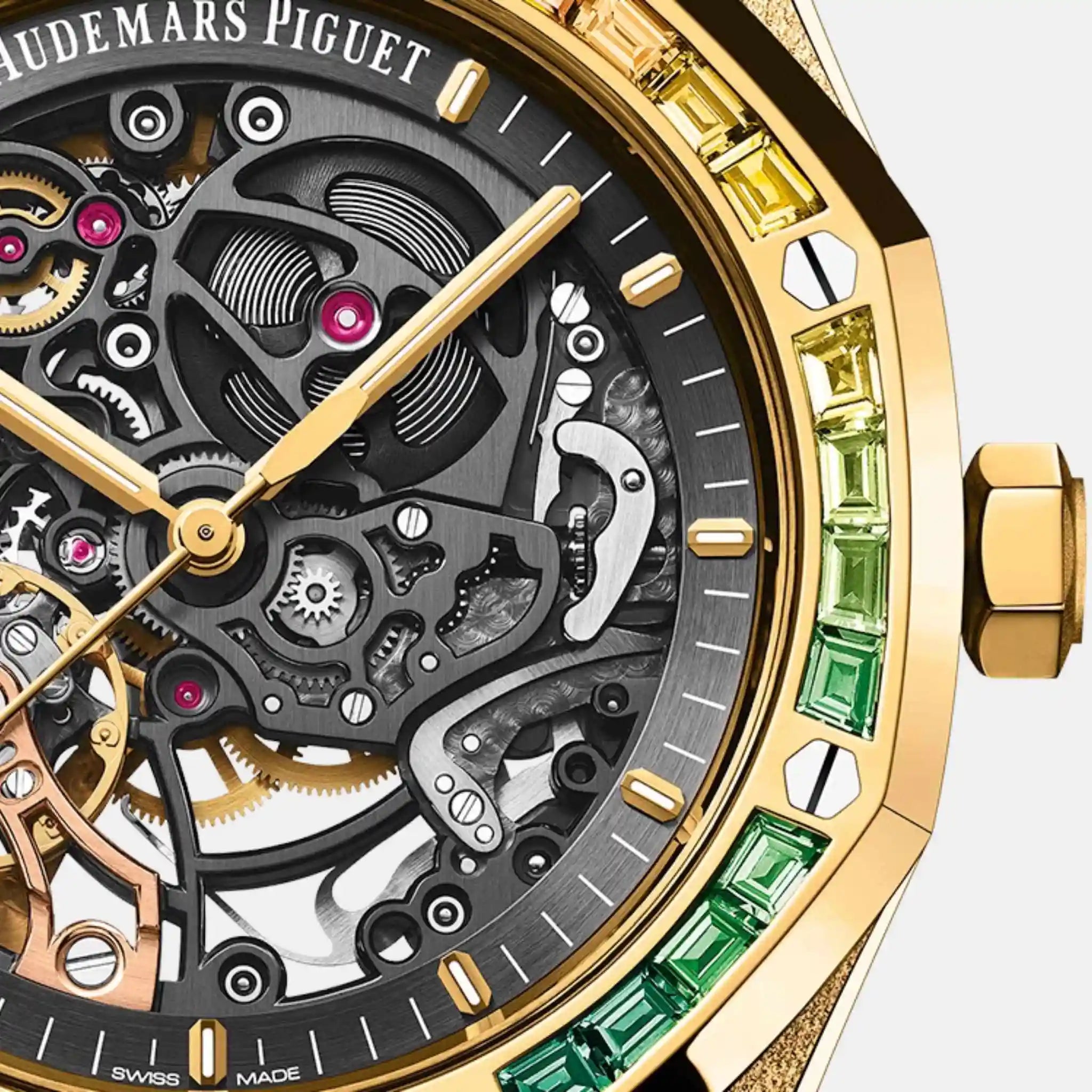 Audemars Piguet Royal Oak 15412Ba.Yg.1224Ba.01 Yellow Gold Rainbow Gem-Set Bezel